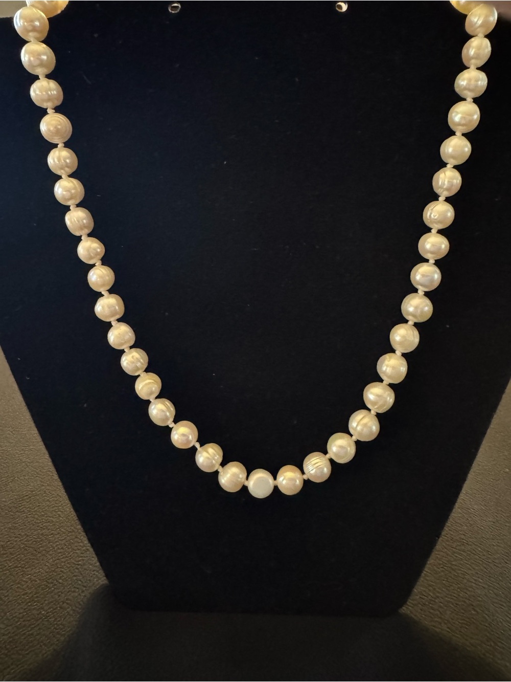 Genuine Freshwater Pearl Necklace - 19” Ringed Baroque Knotted Pearls